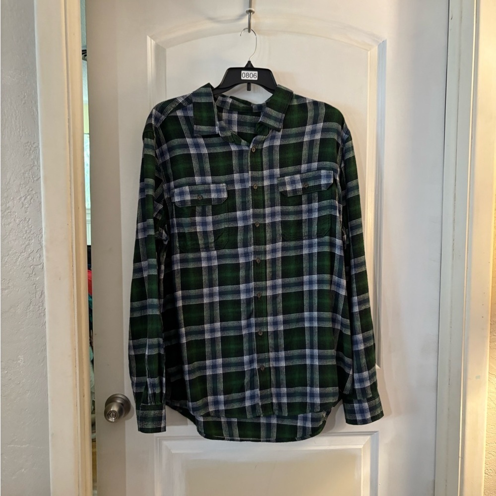 Green Plaid Men's Shirt Sz XLT